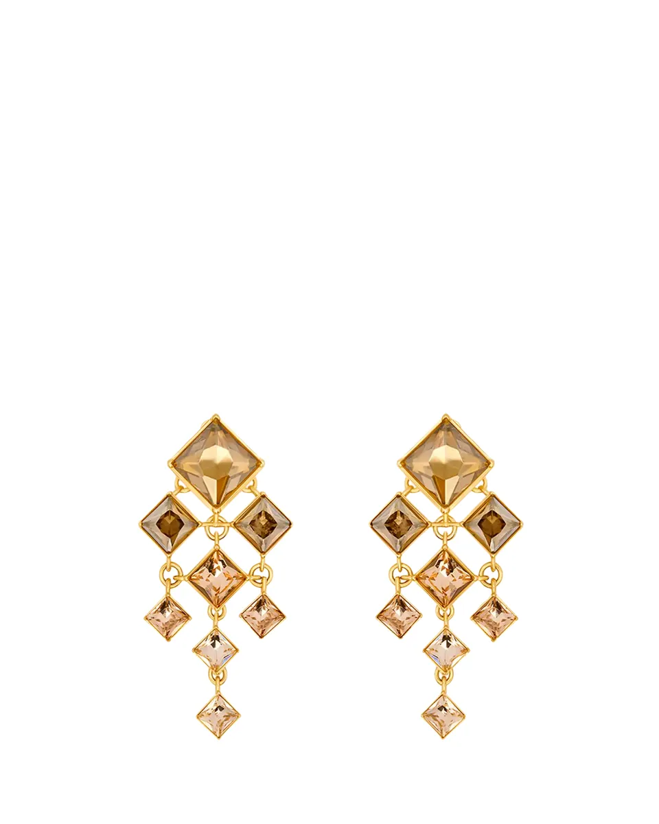 Oscar de la Renta Square-Cut Rhinestone Chandelier Clip-On Earrings | Thumbnail 2 Oscar de la Renta Square-Cut Rhinestone Chandelier Clip-On Earrings | Thumbnail 2