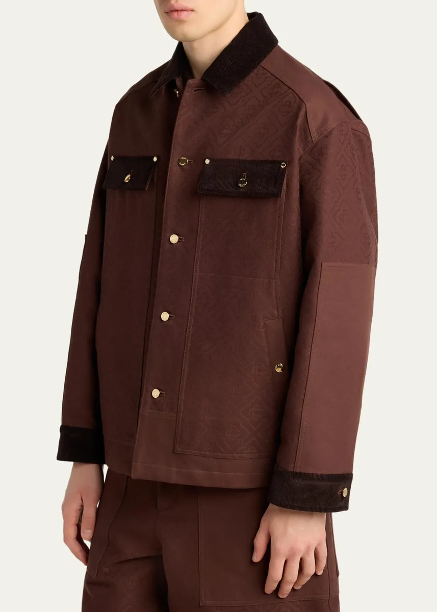 Casablanca Men's Cotton Monogram Corduroy-Trim Shirt Jacket | Thumbnail 4