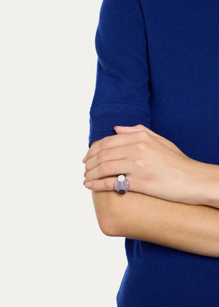 TABAYER 18K White Gold Diamond and Chalcedony Ring | Thumbnail 2