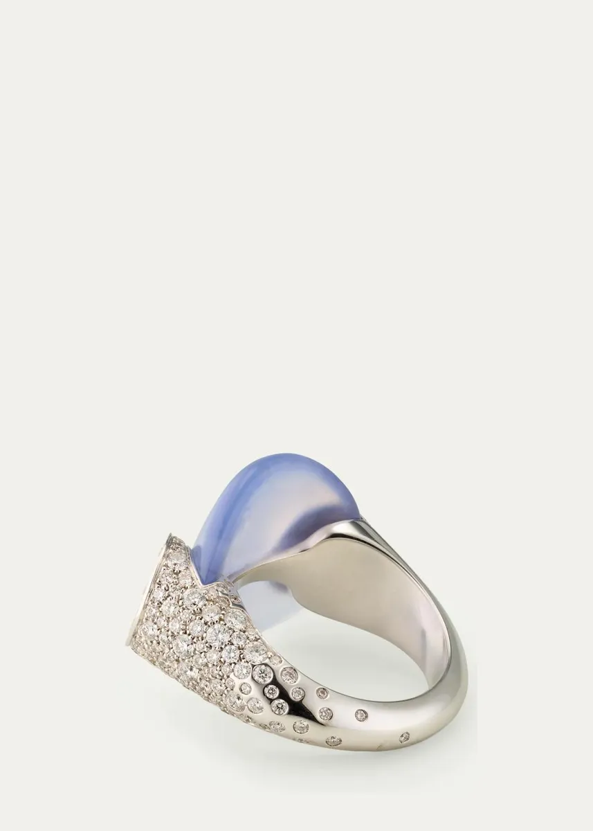 TABAYER 18K White Gold Diamond and Chalcedony Ring | Thumbnail 3