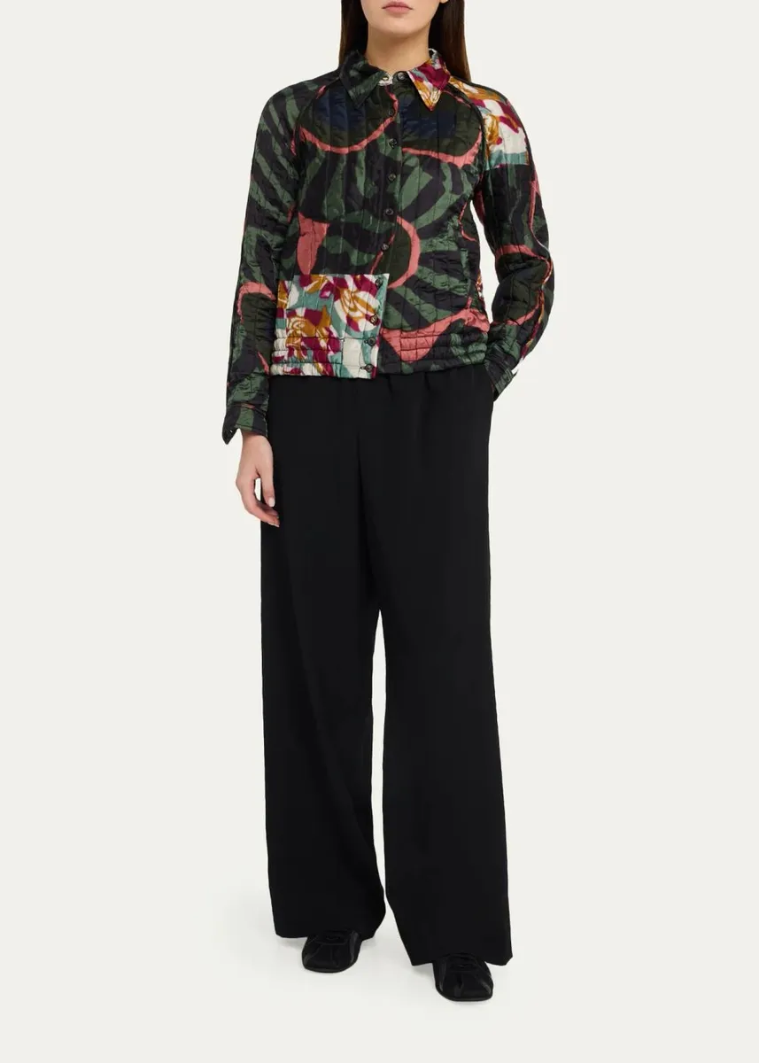 Dries Van Noten Valoria Patchwork-Print Quilted Satin Shirt Jacket | Thumbnail 2 Dries Van Noten Valoria Patchwork-Print Quilted Satin Shirt Jacket | Thumbnail 2