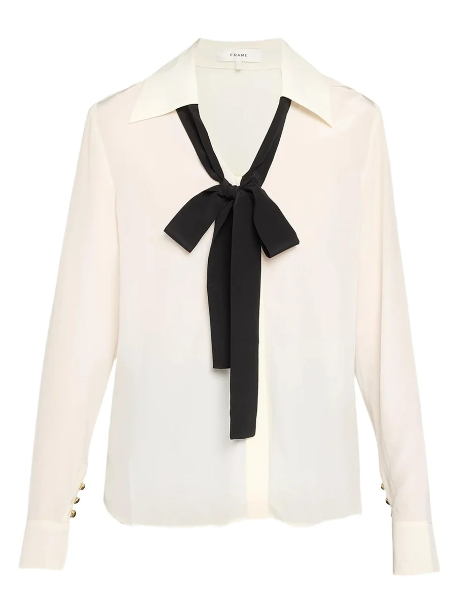 Frame Point Collar Silk Shirt