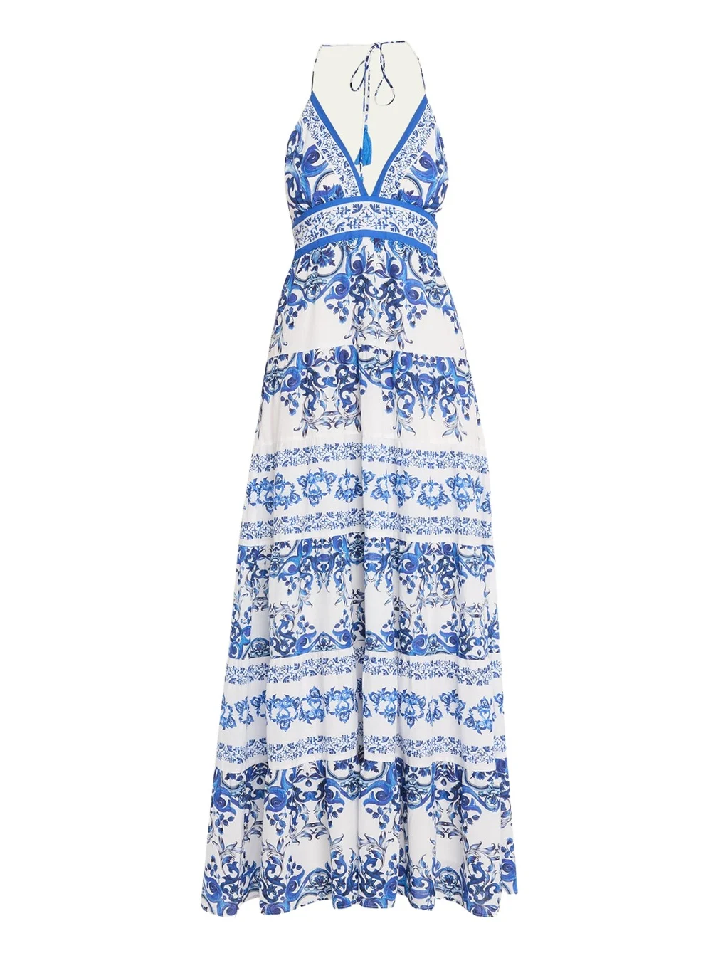 Alice + Olivia Karolina Tiered Halter Maxi Dress