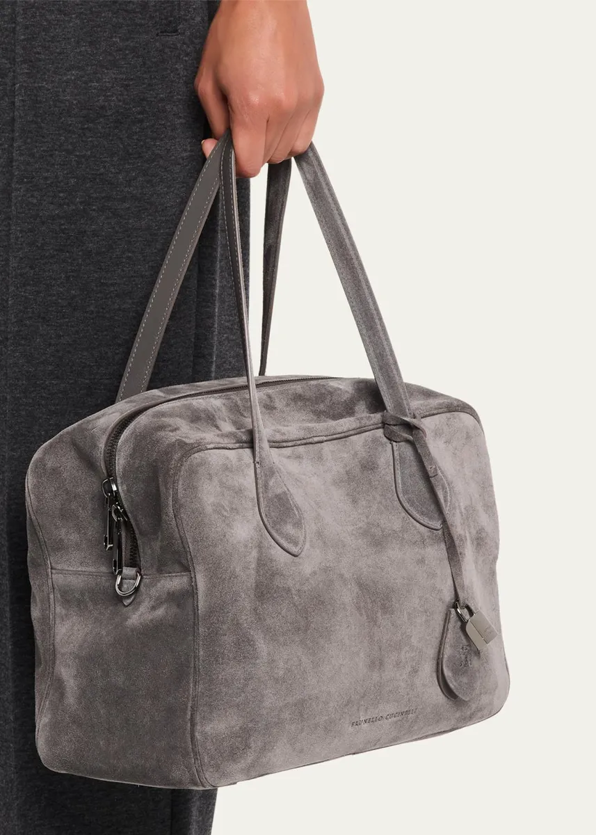 Brunello Cucinelli Explorer Suede Top-Handle Travel Bag | Thumbnail 2