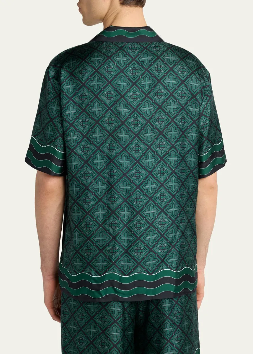 Casablanca Men's Radiating Monogram Silk Shirt | Thumbnail 3 Casablanca Men's Radiating Monogram Silk Shirt | Thumbnail 3