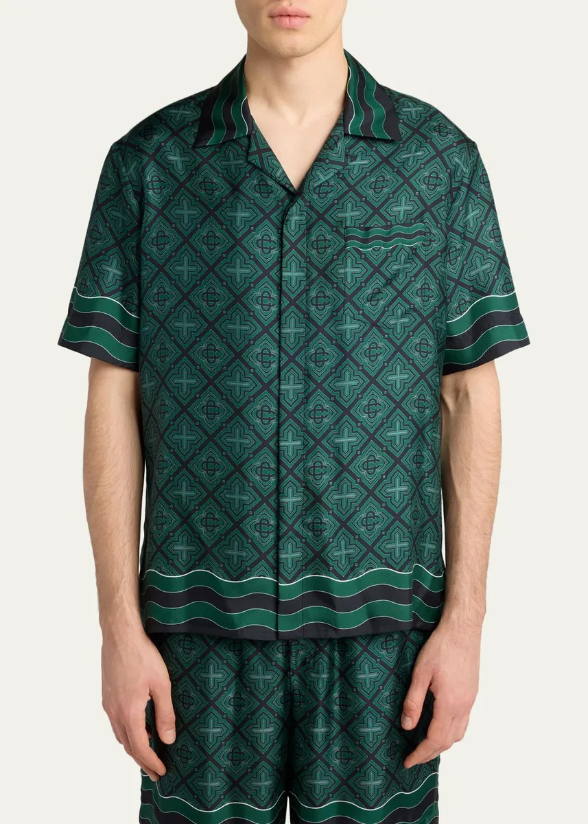 Casablanca Men's Radiating Monogram Silk Shirt | Thumbnail 4 Casablanca Men's Radiating Monogram Silk Shirt | Thumbnail 4