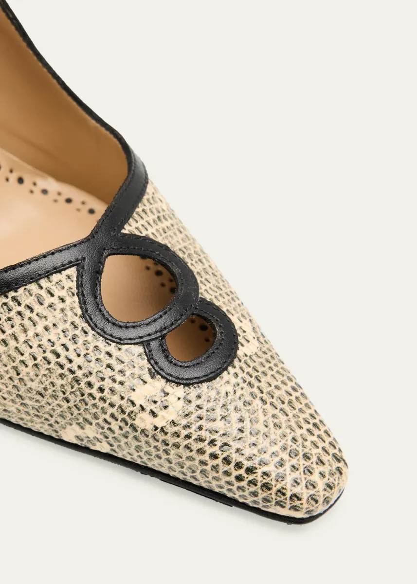 Manolo Blahnik 90mm Berry Snake-Embossed Leather Pumps | Thumbnail 3