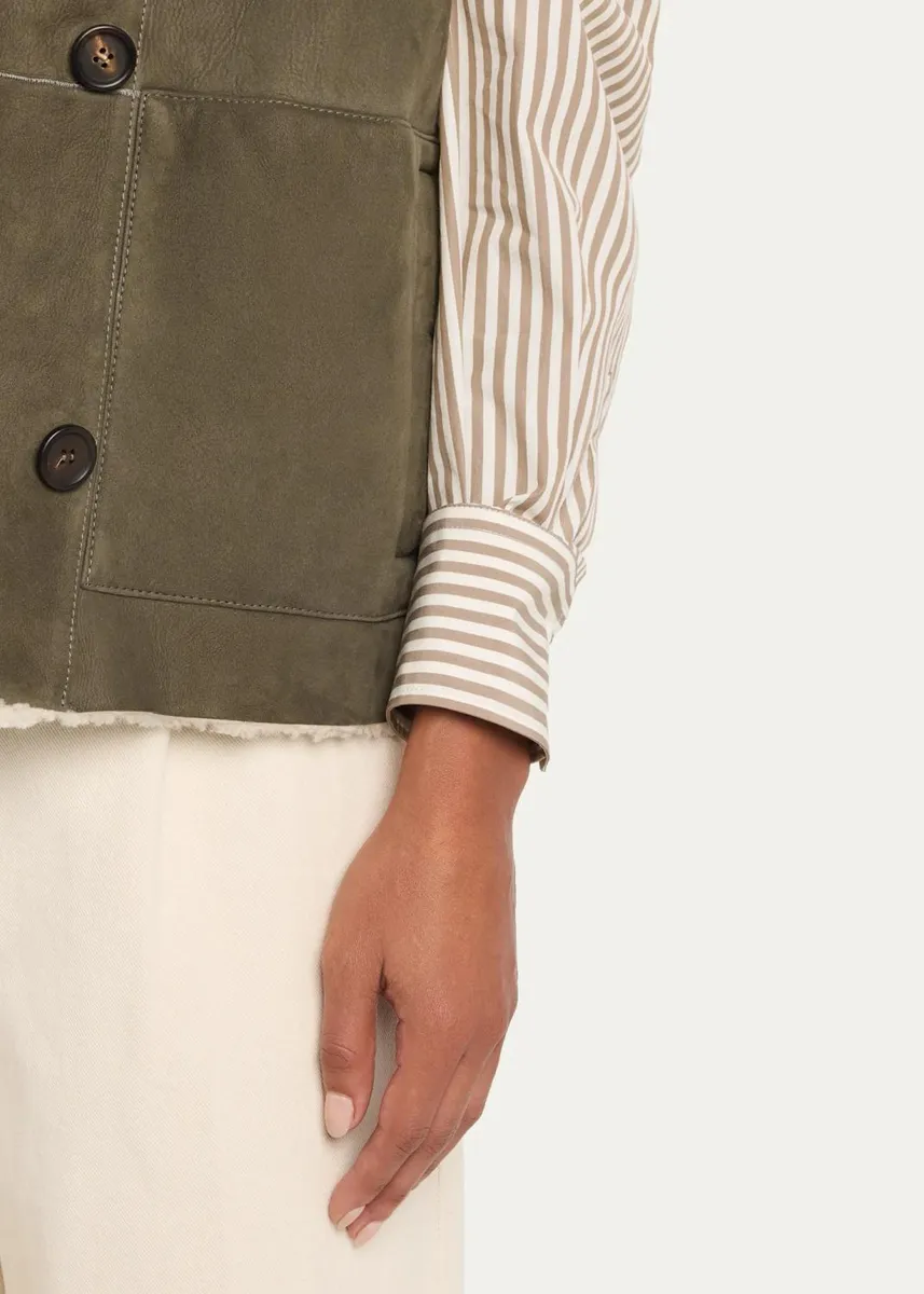Brunello Cucinelli Reversible Suede & Lamb Shearling Vest | Thumbnail 5 Brunello Cucinelli Reversible Suede & Lamb Shearling Vest | Thumbnail 5