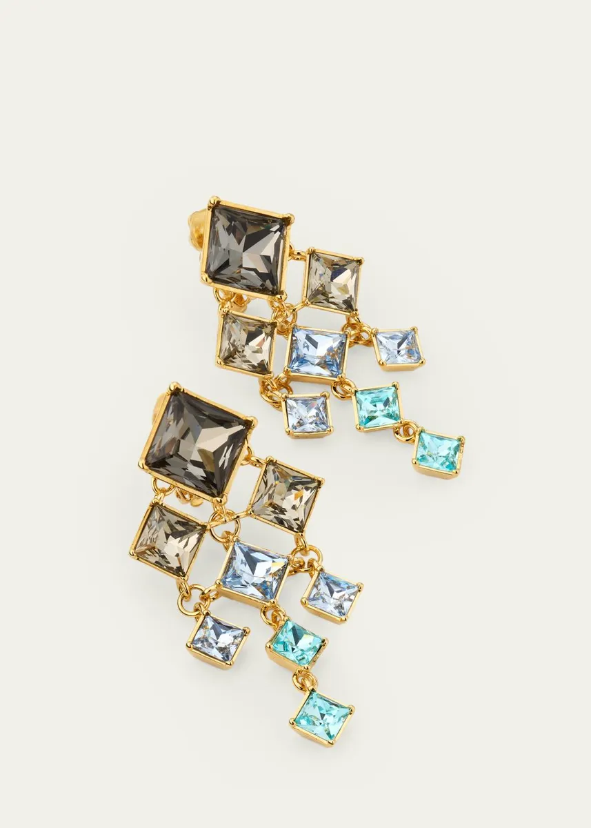 Oscar de la Renta Square-Cut Rhinestone Chandelier Clip-On Earrings | Thumbnail 3 Oscar de la Renta Square-Cut Rhinestone Chandelier Clip-On Earrings | Thumbnail 3