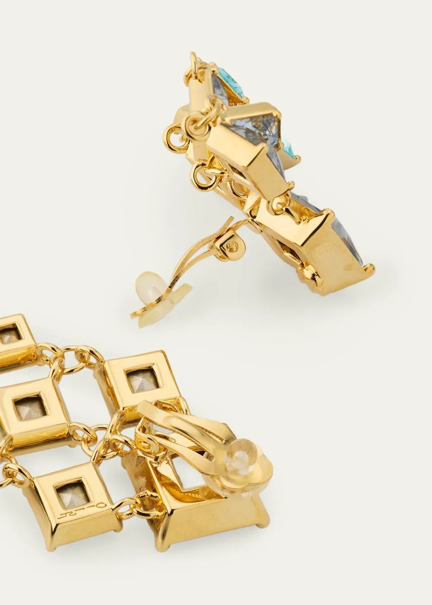 Oscar de la Renta Square-Cut Rhinestone Chandelier Clip-On Earrings | Thumbnail 4 Oscar de la Renta Square-Cut Rhinestone Chandelier Clip-On Earrings | Thumbnail 4