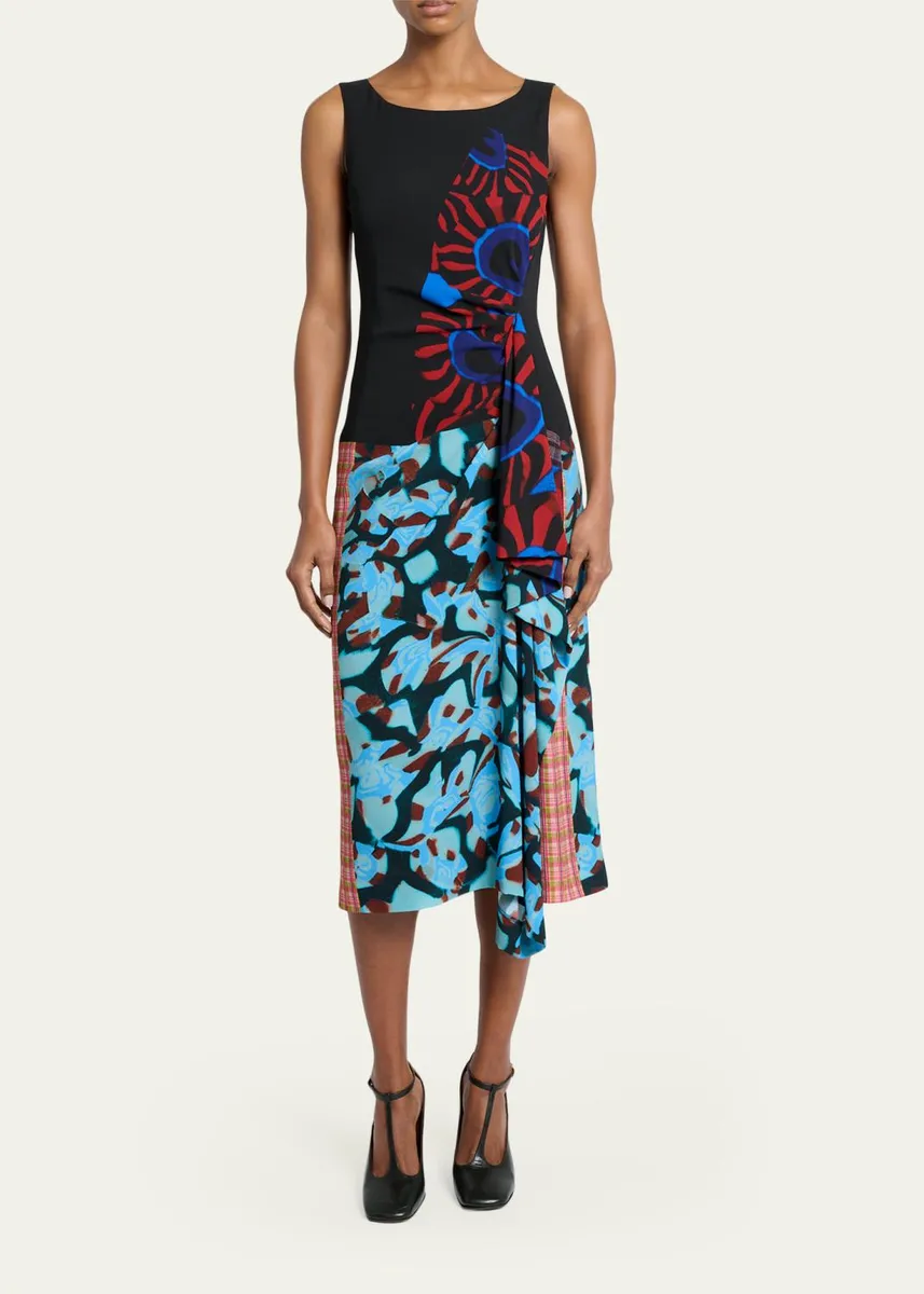 Dries Van Noten Dropps Patchwork Ruffle Sleeveless Midi Dress | Thumbnail 2