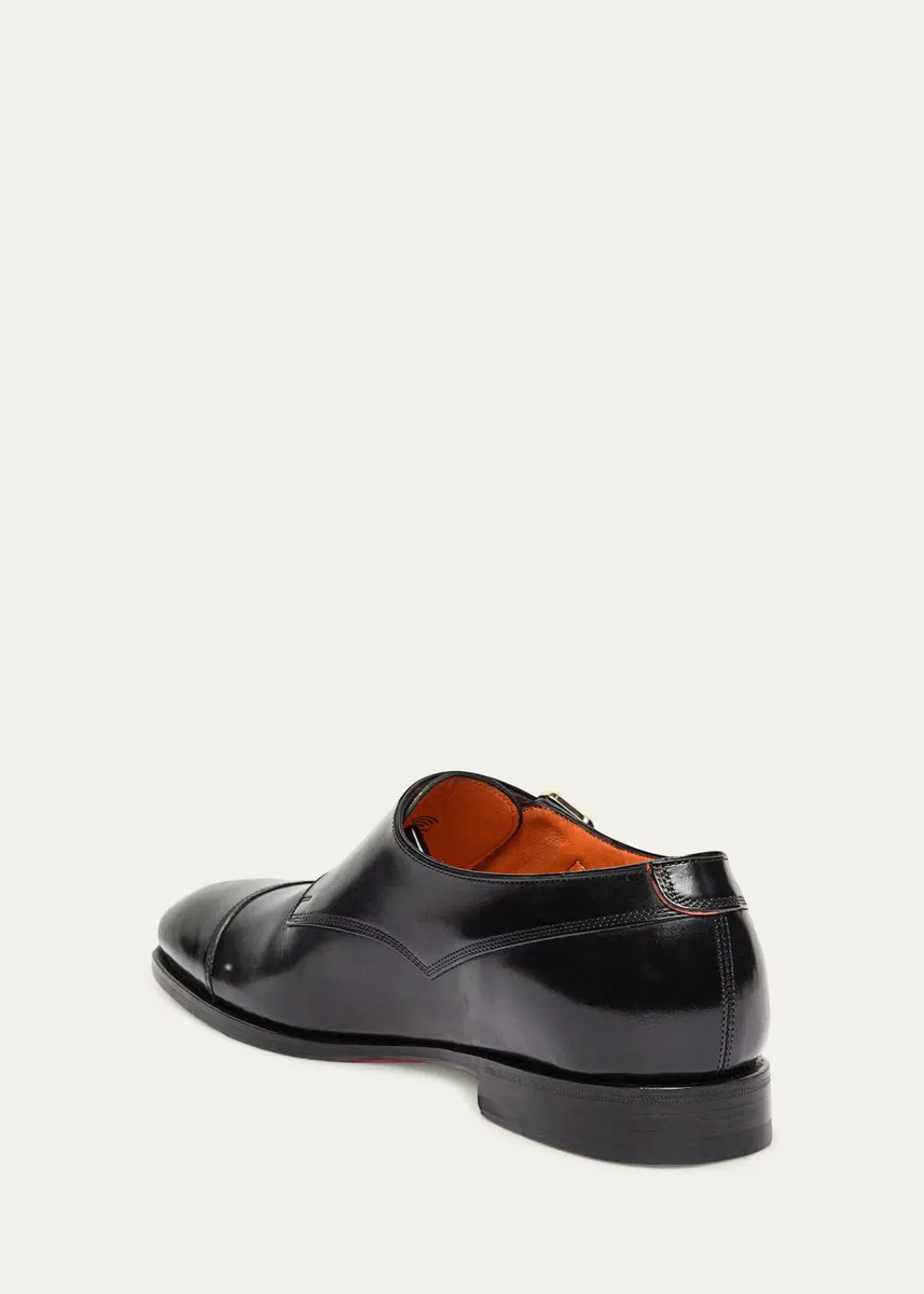 Santoni Men's Gentile Double-Monk Strap Leather Loafers | Thumbnail 3