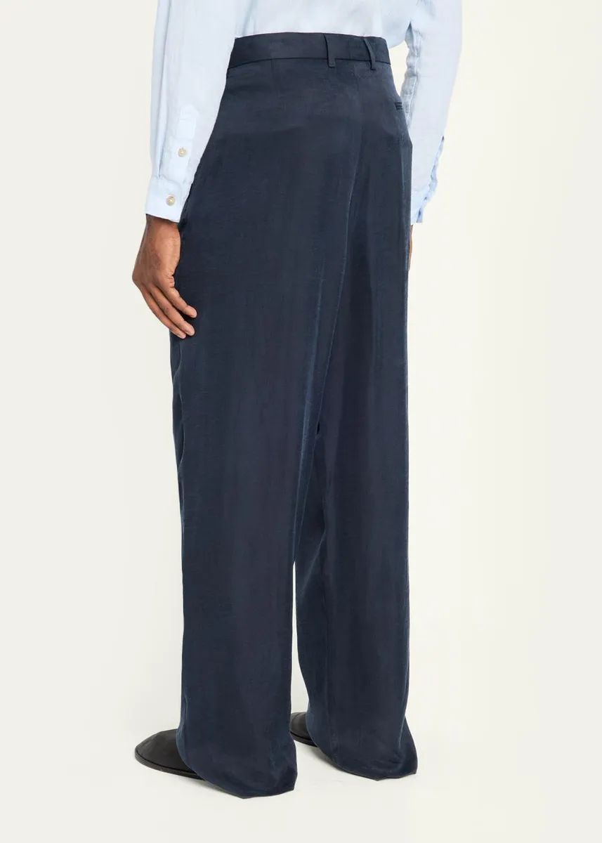 Giorgio Armani Men's Cotton and Lyocell Pleated Wide-Leg Trousers | Thumbnail 3