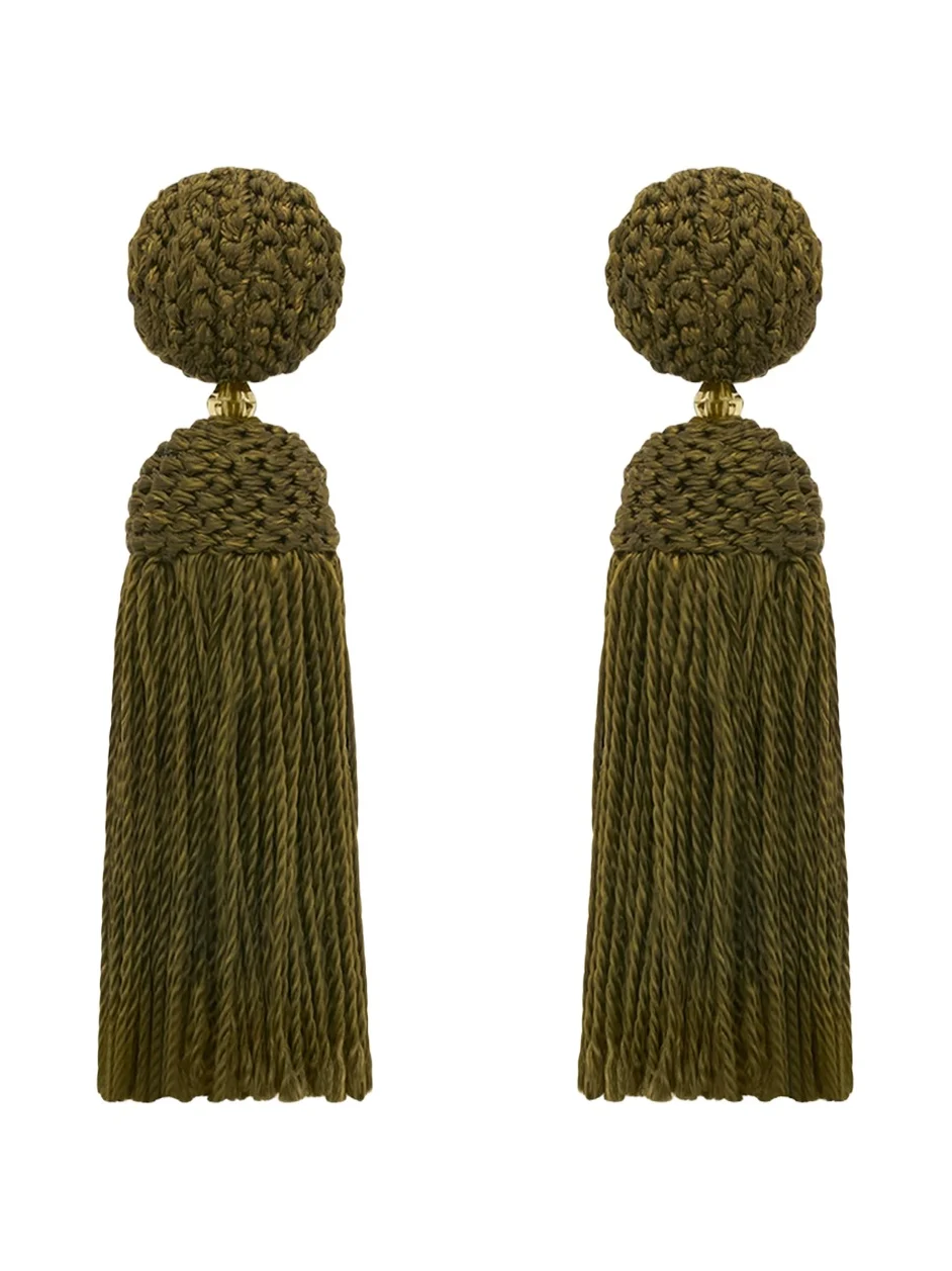 Short Silk Rope Tassel Clip-On Earrings Short Silk Rope Tassel Clip-On Earrings