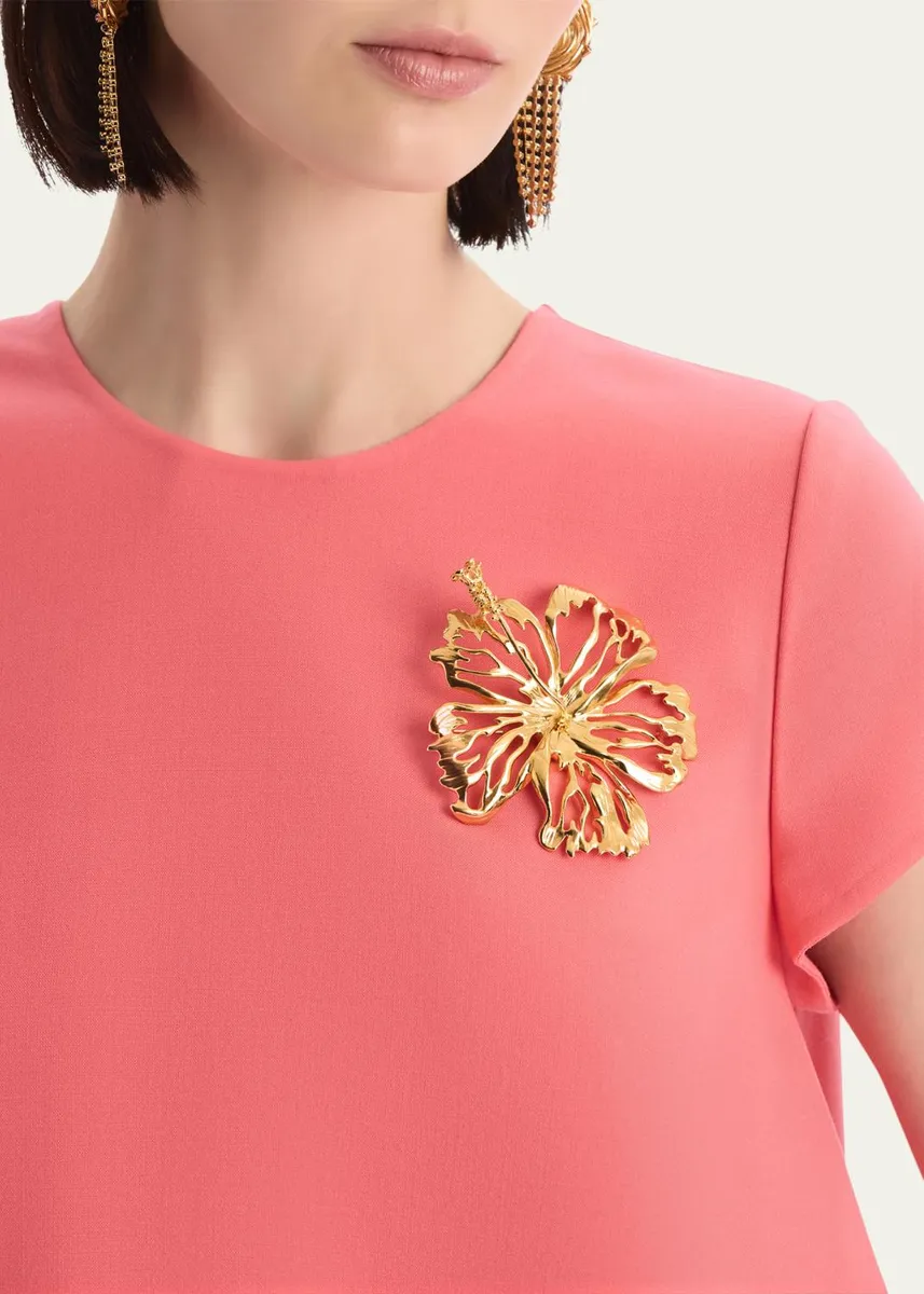 Oscar de la Renta Openwork Hibiscus Brooch | Thumbnail 2