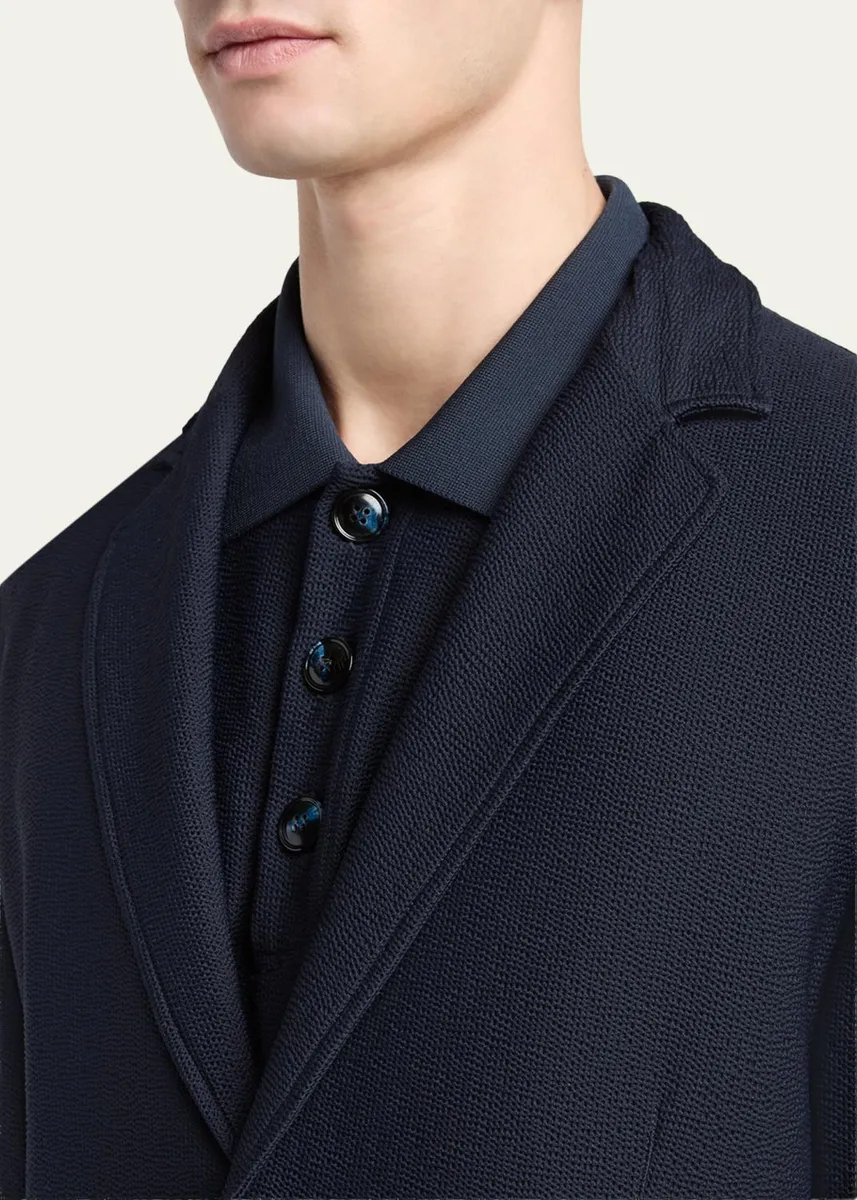 Giorgio Armani Men's Seersucker Patch-Pocket Blazer | Thumbnail 5 Giorgio Armani Men's Seersucker Patch-Pocket Blazer | Thumbnail 5