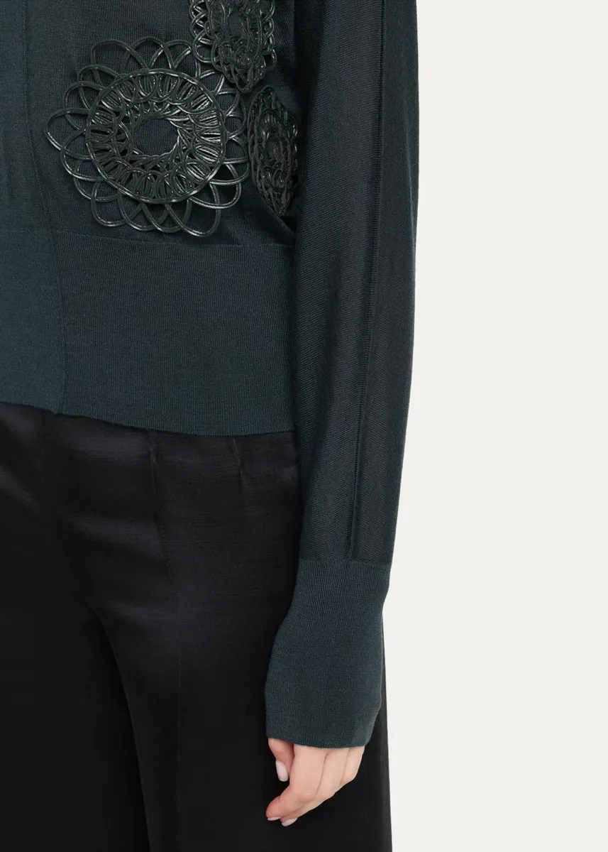 Akris 3D Woven Appliqué Cashmere-Silk Dolman-Sleeve Sweater | Thumbnail 5
