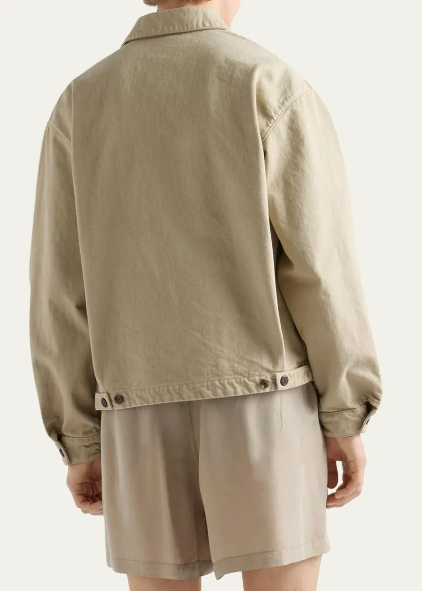 Prada Men's Denim Triangle Logo Full-Zip Jacket | Thumbnail 3