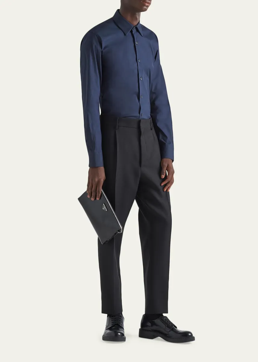 Prada Men's Poplin Stretch Sport Shirt | Thumbnail 2