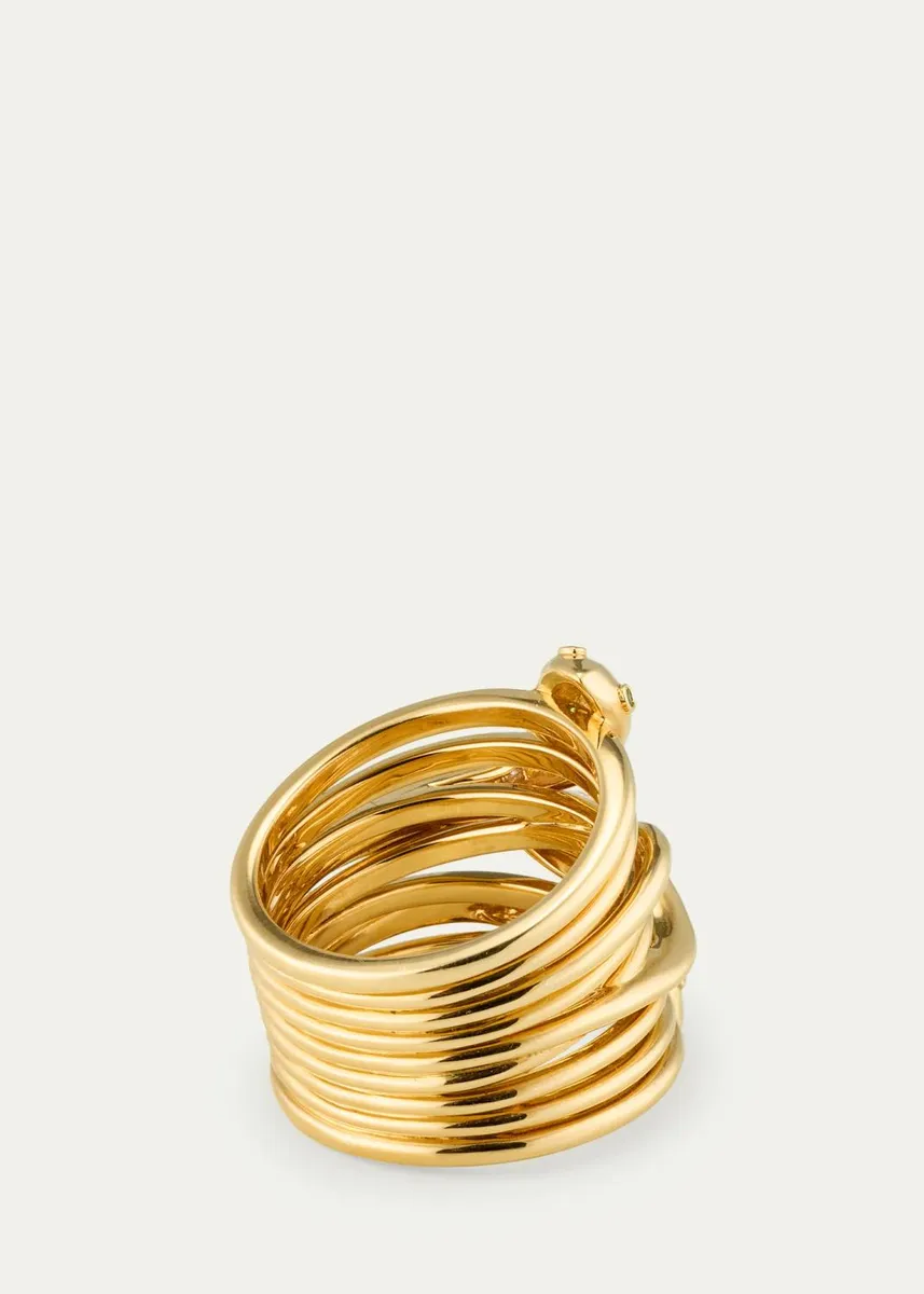 SIDNEY GARBER 18K Yellow Gold Serpentine Ring with Diamonds and Emeralds | Thumbnail 4
