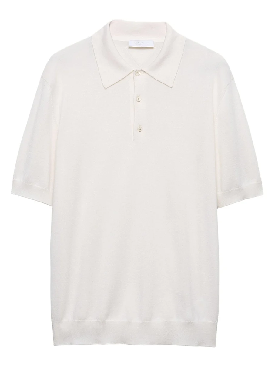 Prada Men's Cashmere and Silk Knit Short-Sleeve Polo Shirt