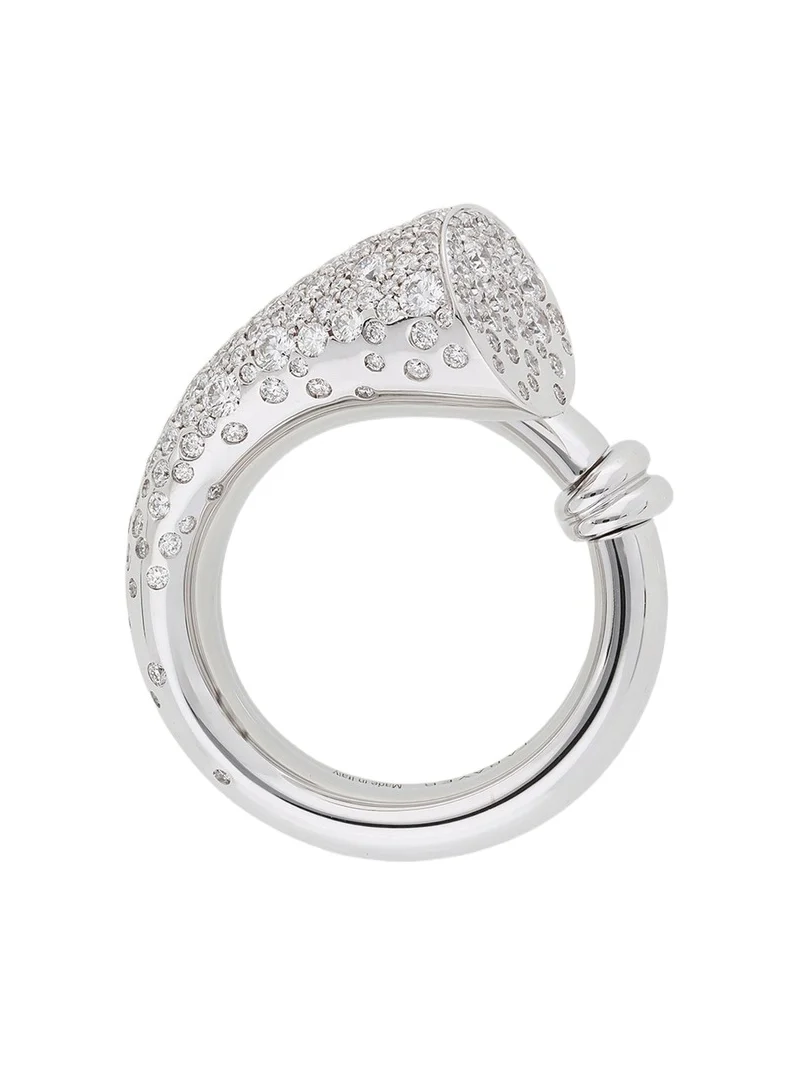 TABAYER 18K White Gold Diamond Chunky Ring
