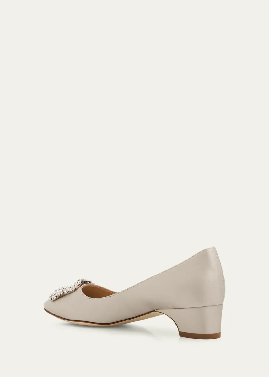 Manolo Blahnik 25mm Hangisibar Satin Crystal Buckle Pumps | Thumbnail 2