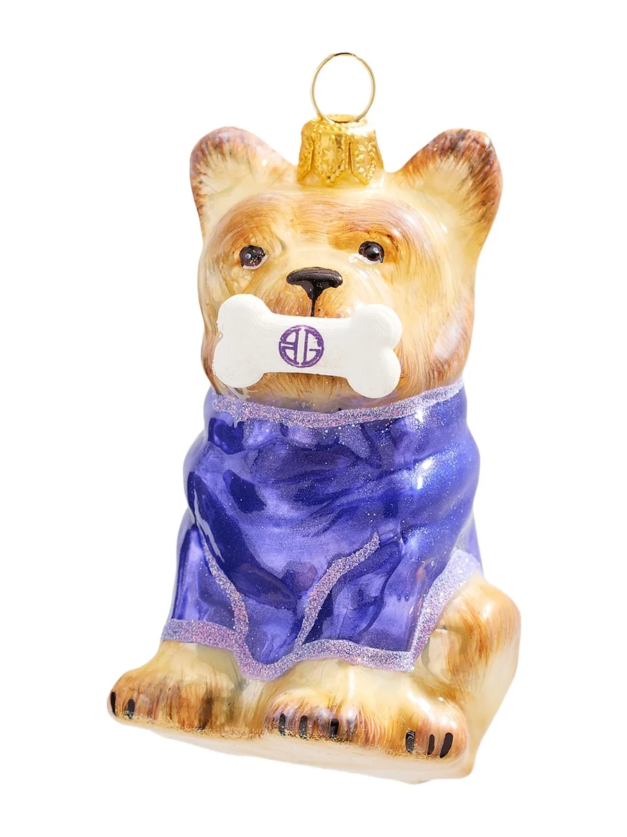 French Bulldog Holding BG Bone Christmas Ornament