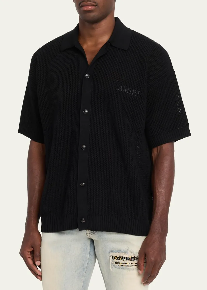 AMIRI Men's Crochet-Knit Mesh Cotton Shirt | Thumbnail 4 AMIRI Men's Crochet-Knit Mesh Cotton Shirt | Thumbnail 4