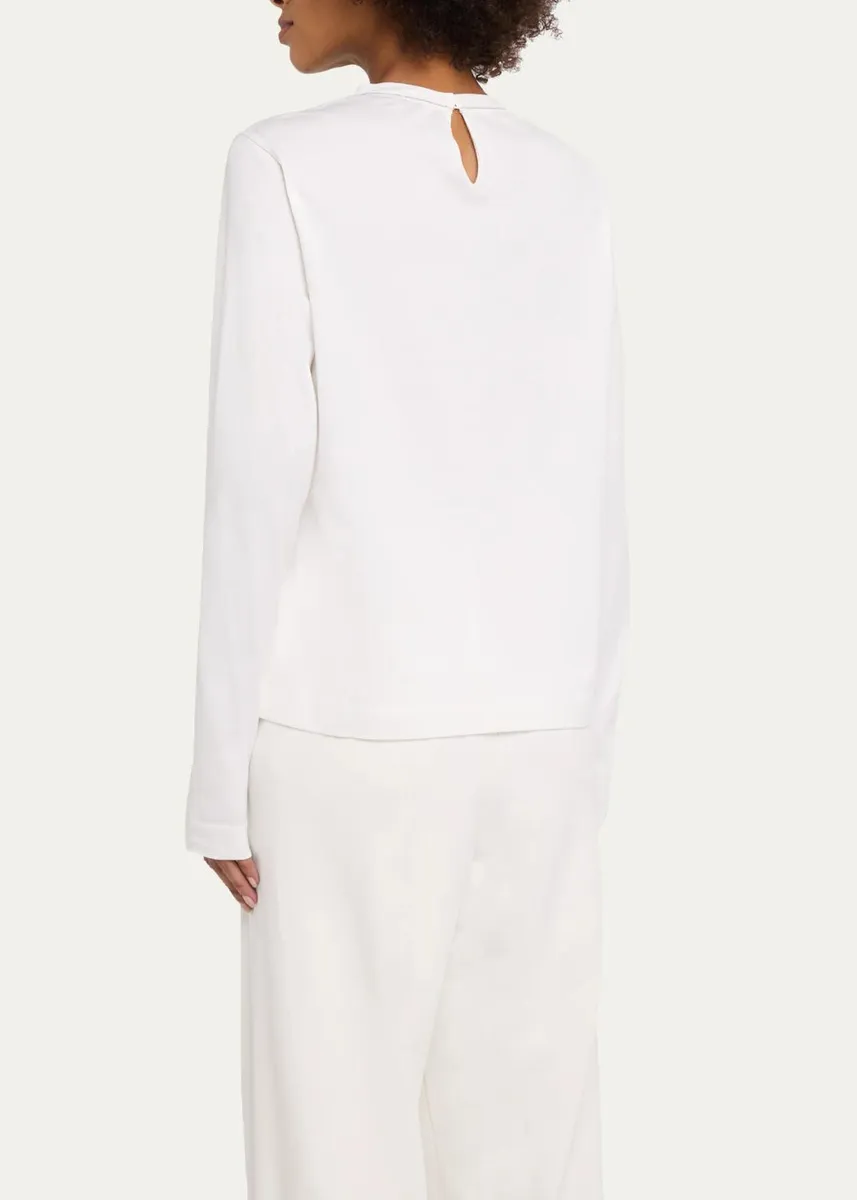Brunello Cucinelli Long-Sleeve Monili Crewneck Cotton T-Shirt | Thumbnail 3 Brunello Cucinelli Long-Sleeve Monili Crewneck Cotton T-Shirt | Thumbnail 3