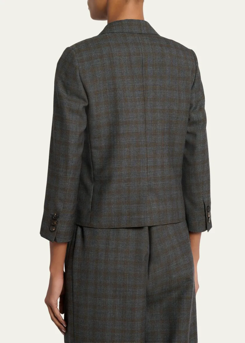 Dries Van Noten Check Single-Breasted Shrunken Jacket | Thumbnail 3