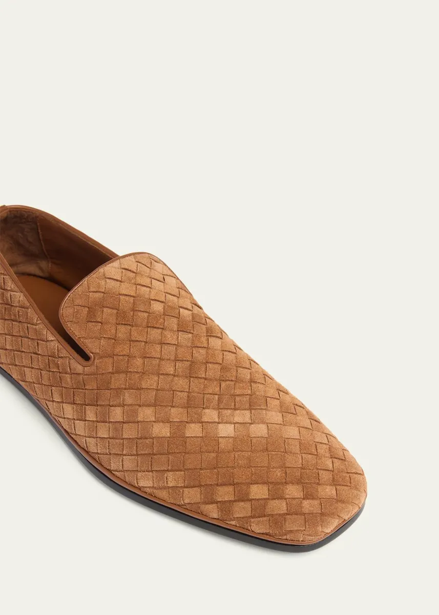 Bottega Veneta Men's Palazzo Intrecciato Suede Loafers | Thumbnail 5 Bottega Veneta Men's Palazzo Intrecciato Suede Loafers | Thumbnail 5