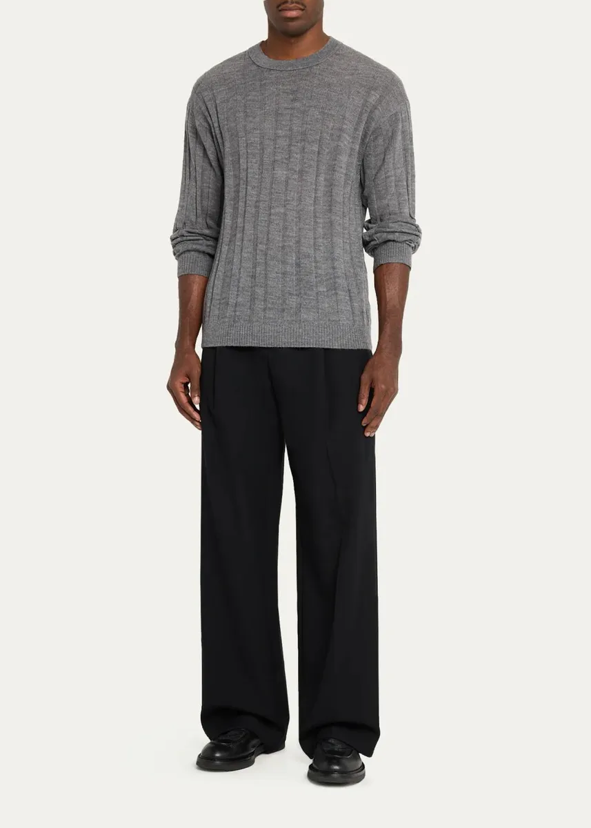 Helmut Lang Men's Wide-Rib Wool and Nylon Crewneck Sweater | Thumbnail 2