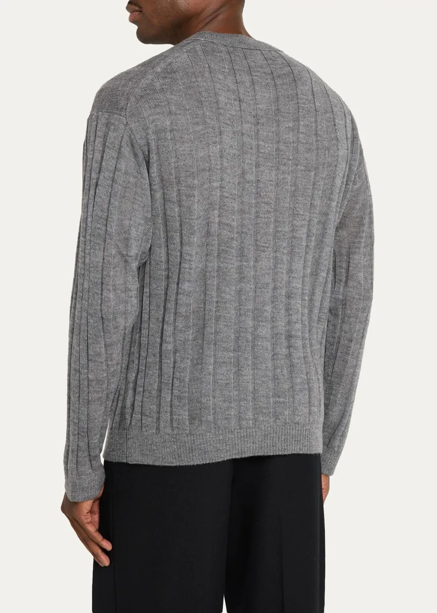 Helmut Lang Men's Wide-Rib Wool and Nylon Crewneck Sweater | Thumbnail 3