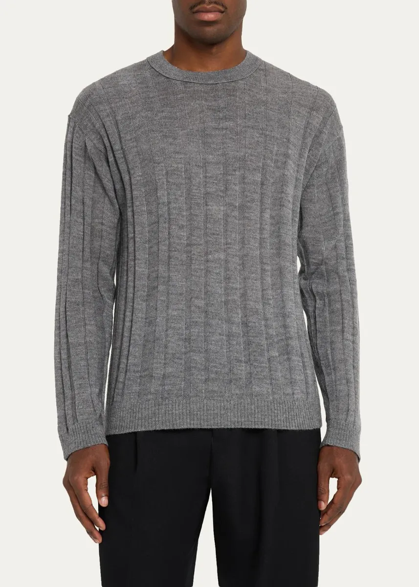 Helmut Lang Men's Wide-Rib Wool and Nylon Crewneck Sweater | Thumbnail 4
