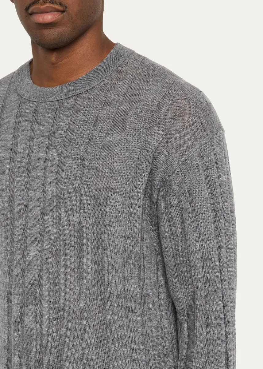 Helmut Lang Men's Wide-Rib Wool and Nylon Crewneck Sweater | Thumbnail 5