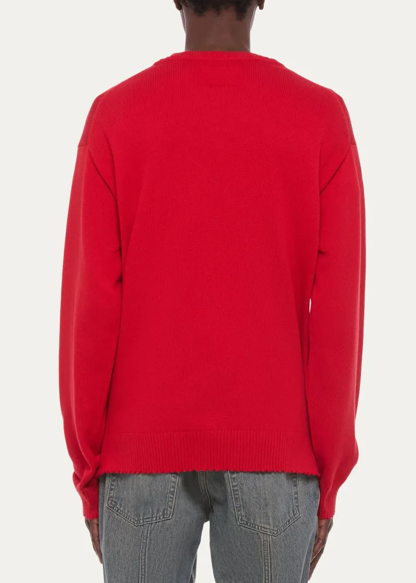 Helmut Lang Men's Cotton Lettuce-Trim Crewneck Sweater | Thumbnail 3 Helmut Lang Men's Cotton Lettuce-Trim Crewneck Sweater | Thumbnail 3