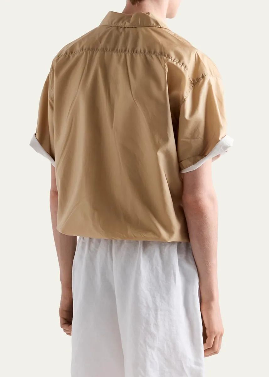 Prada Men's Re-Nylon Full-Zip Short-Sleeve Shirt | Thumbnail 3 Prada Men's Re-Nylon Full-Zip Short-Sleeve Shirt | Thumbnail 3