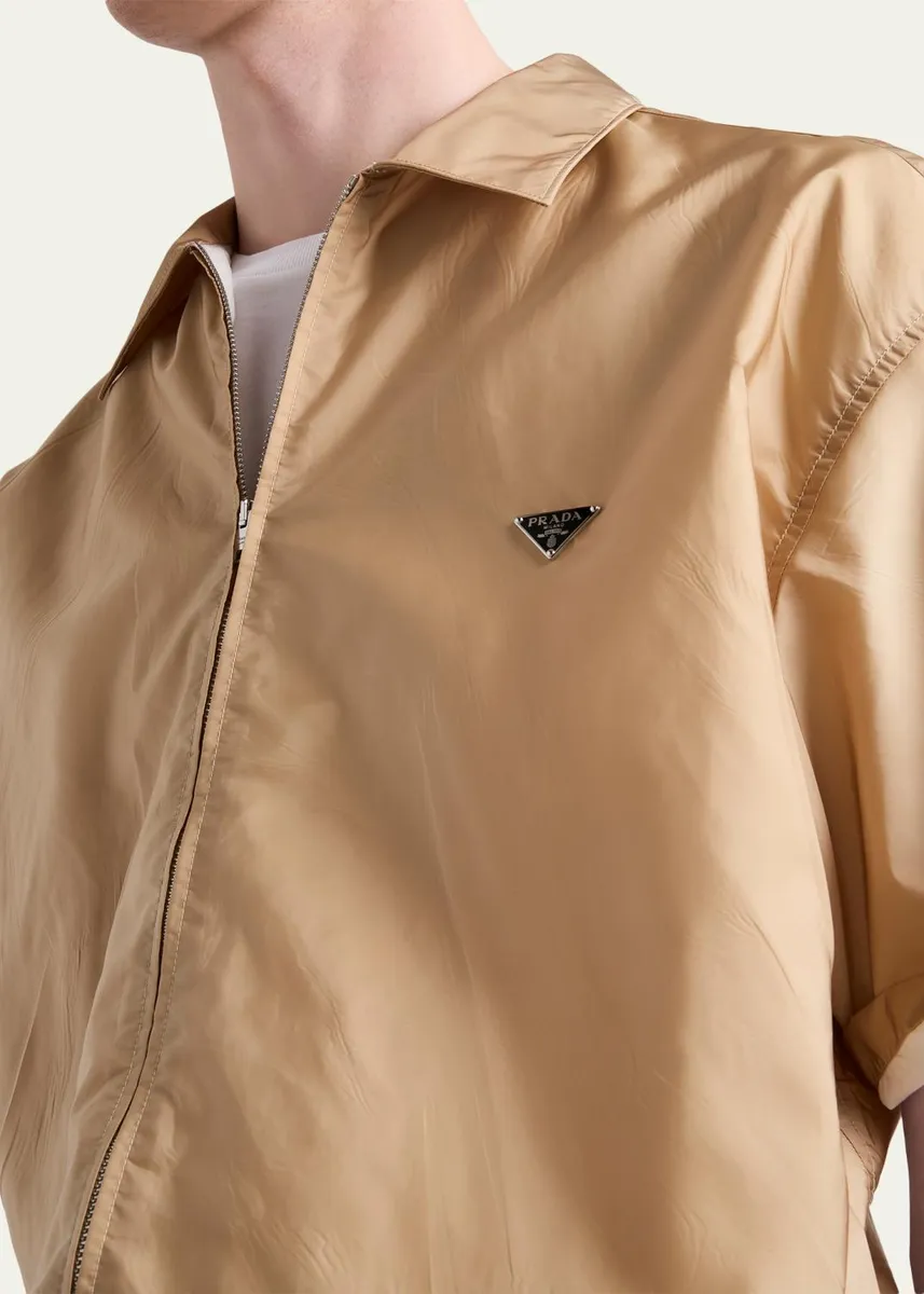 Prada Men's Re-Nylon Full-Zip Short-Sleeve Shirt | Thumbnail 5 Prada Men's Re-Nylon Full-Zip Short-Sleeve Shirt | Thumbnail 5