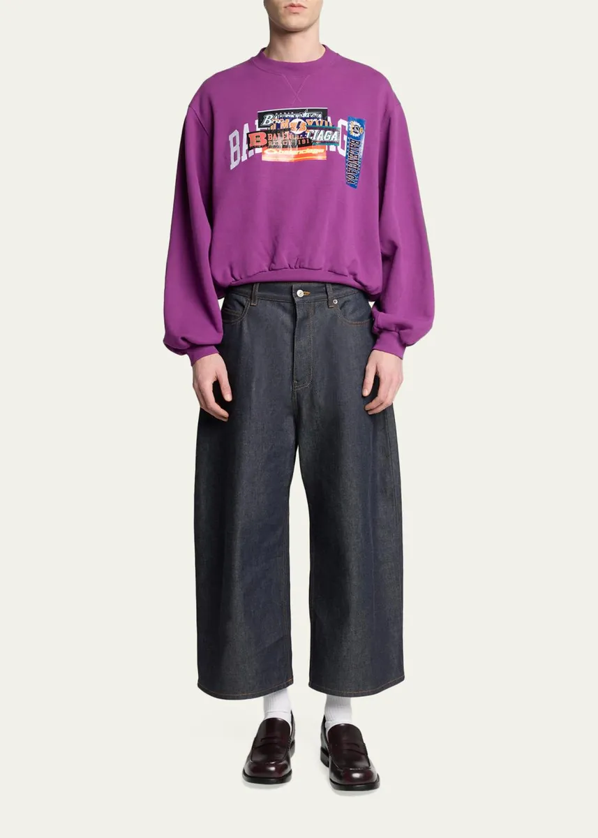 Balenciaga Men's Raw Indigo Denim Wide-Leg Jeans | Thumbnail 2
