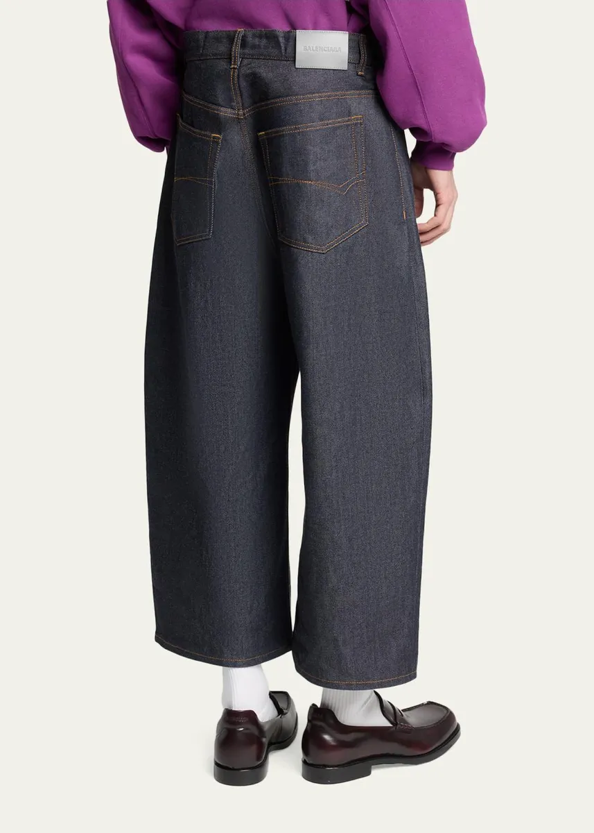 Balenciaga Men's Raw Indigo Denim Wide-Leg Jeans | Thumbnail 3