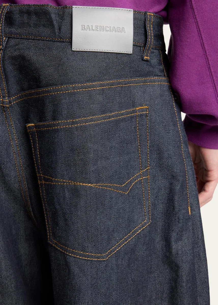 Balenciaga Men's Raw Indigo Denim Wide-Leg Jeans | Thumbnail 5