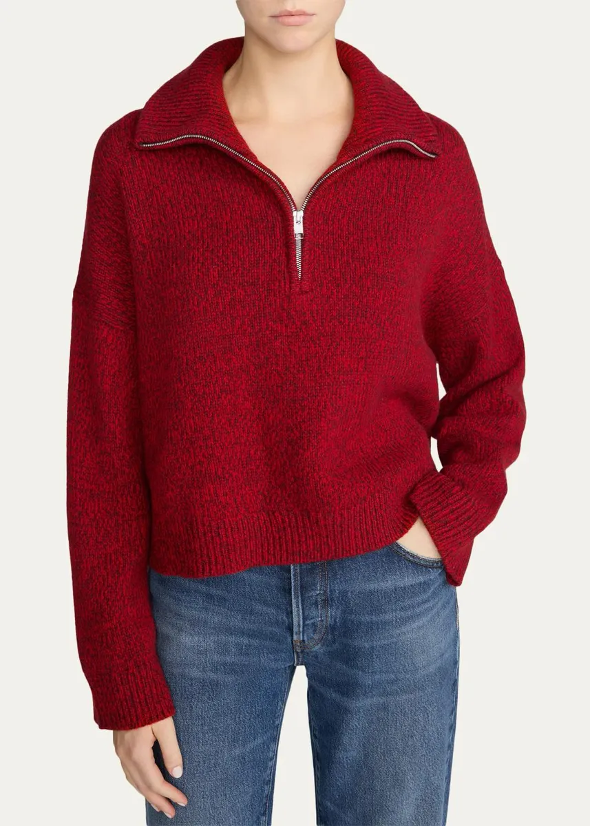 Frame The Half-Zip Marled Knit Sweater | Thumbnail 4 Frame The Half-Zip Marled Knit Sweater | Thumbnail 4