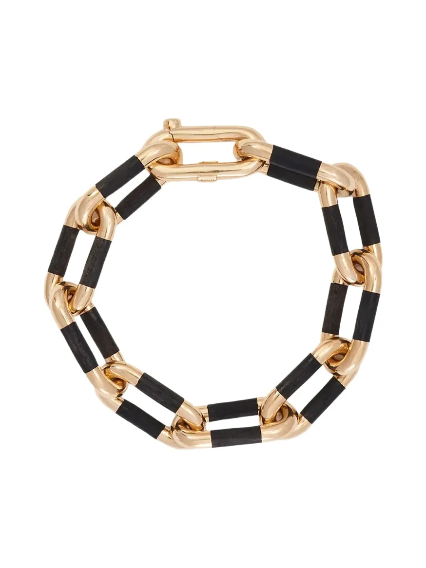 18K Yellow Gold Ebony Oval Link Bracelet 18K Yellow Gold Ebony Oval Link Bracelet