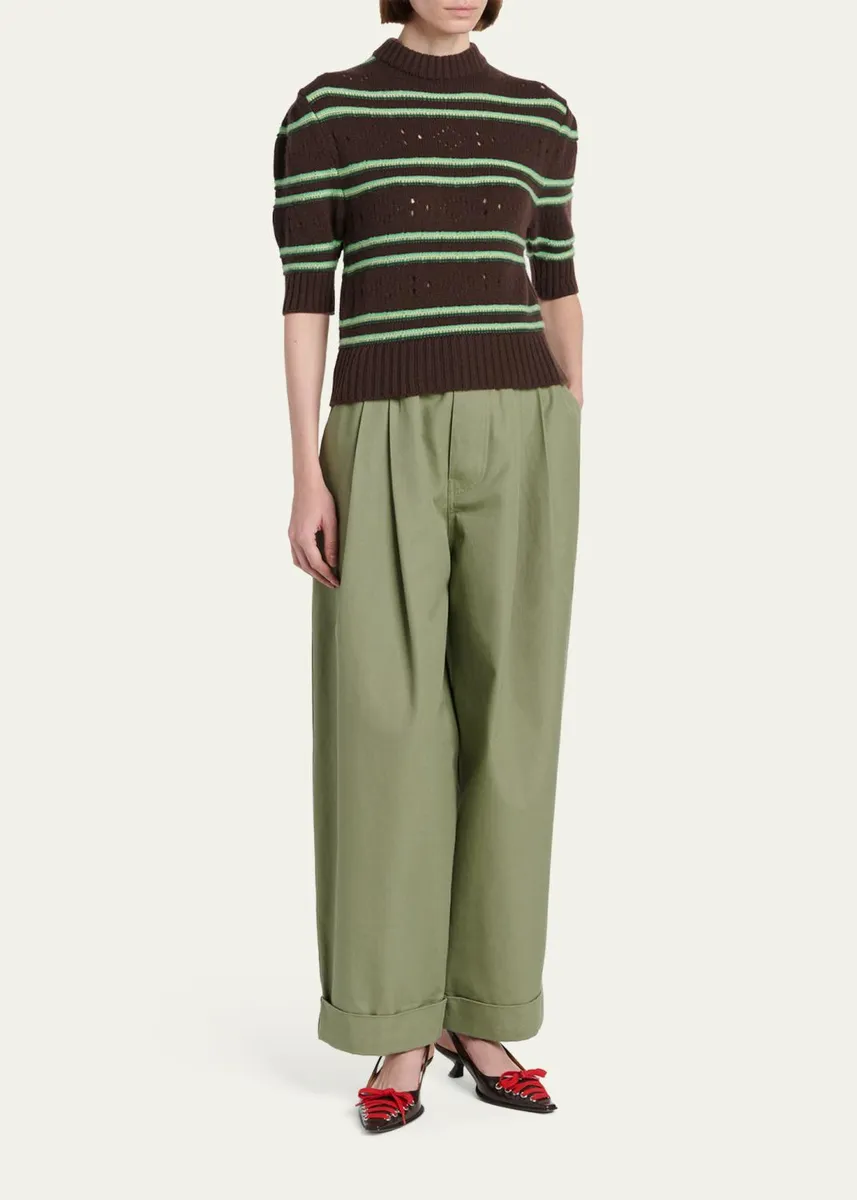 Marni Pleated Canvas Wide-Leg Pants | Thumbnail 2