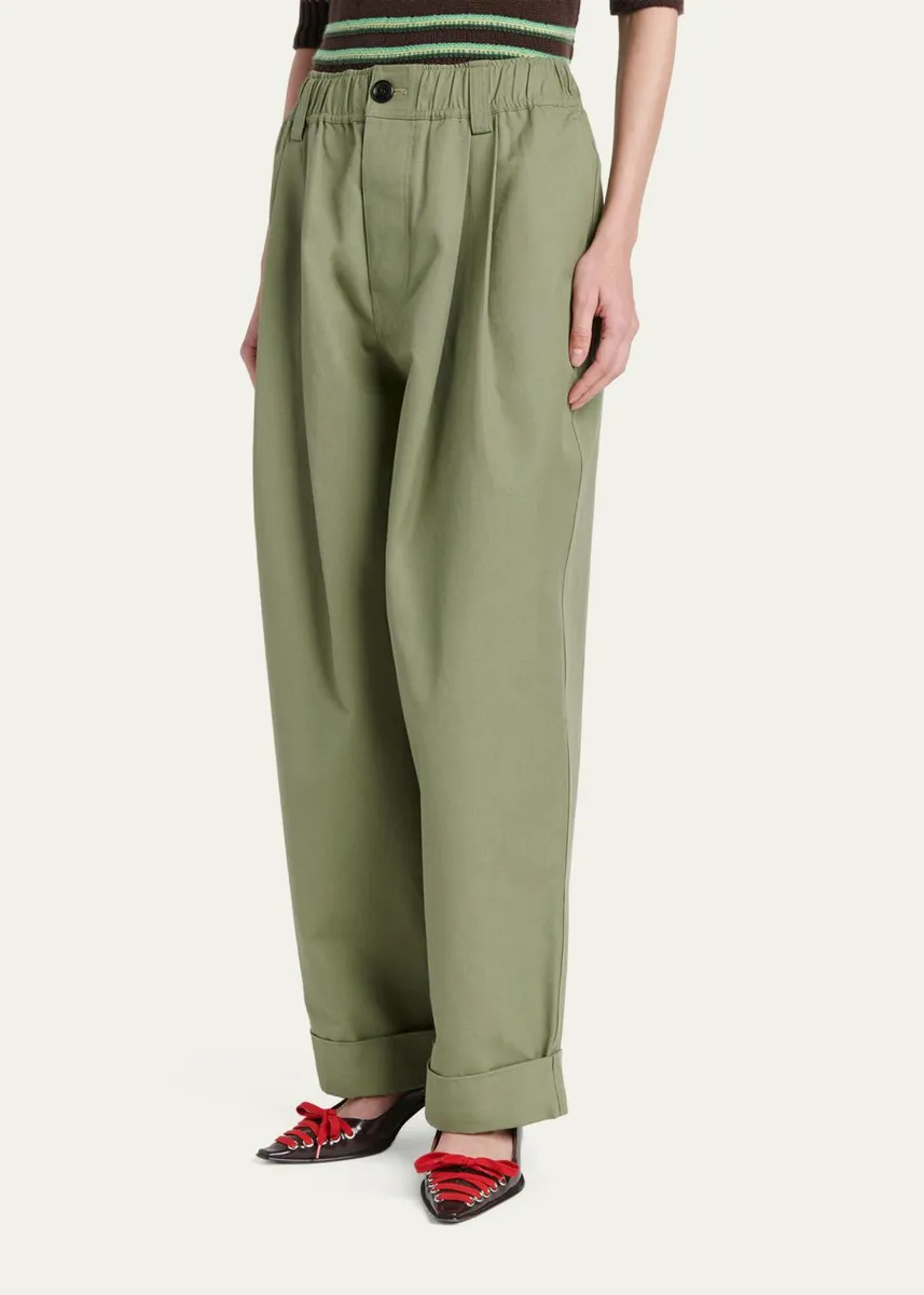 Marni Pleated Canvas Wide-Leg Pants | Thumbnail 4