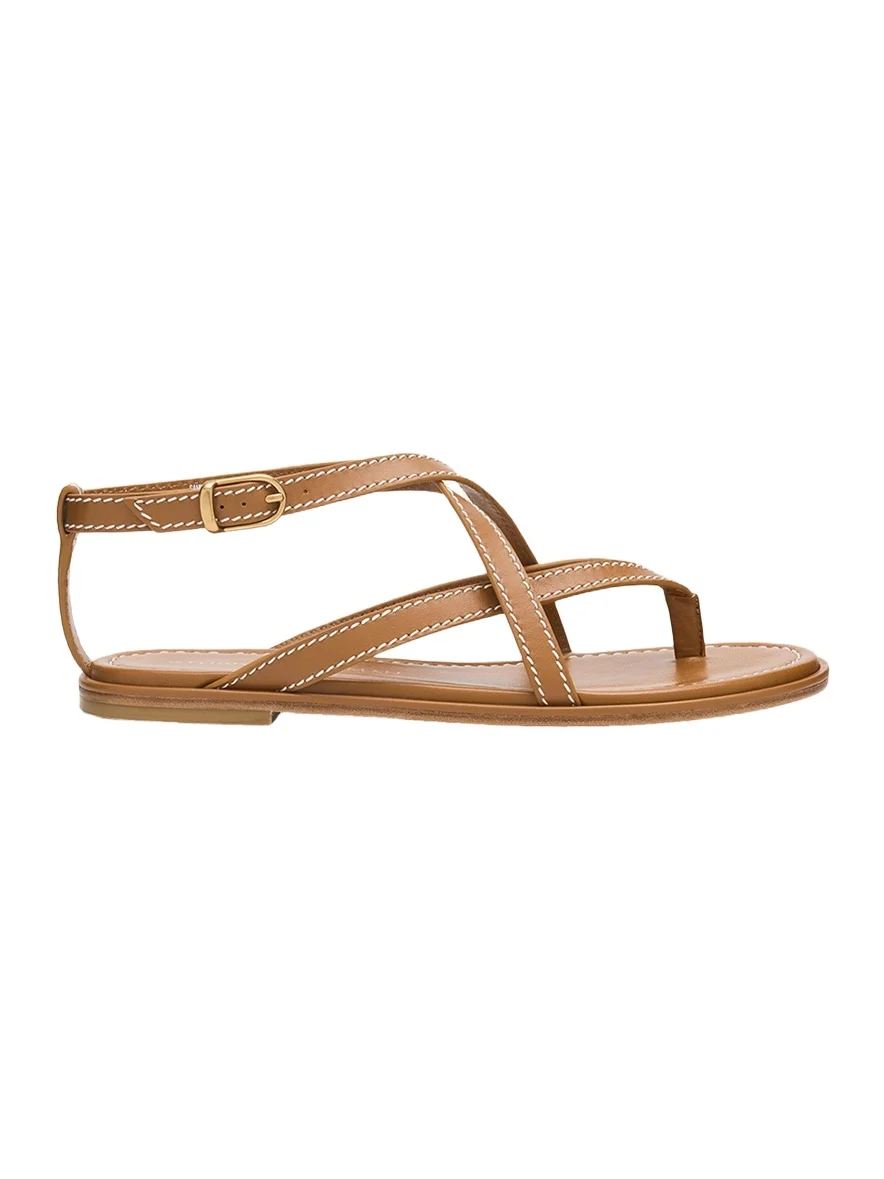 Stuart Weitzman Park Flat Strappy Leather Sandals