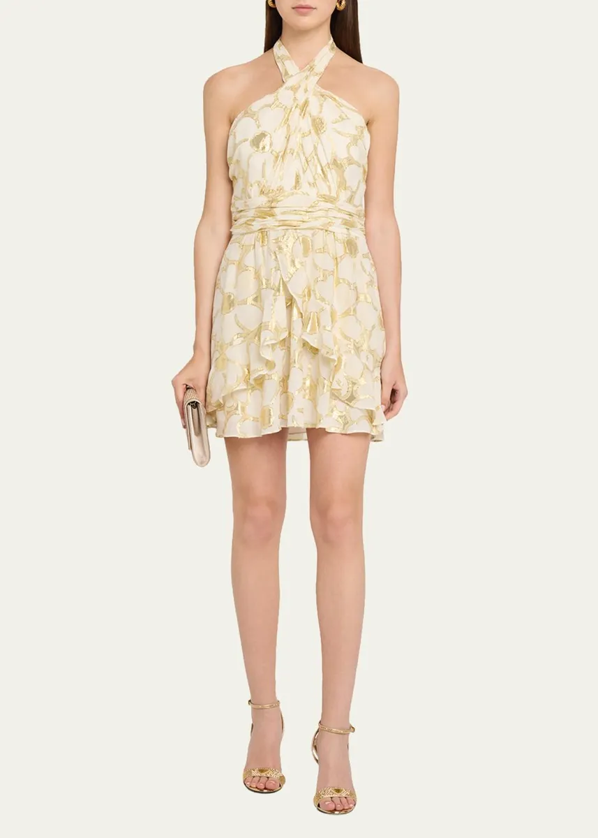 Ramy Brook Reuben Metallic Floral Halter Mini Dress | Thumbnail 2
