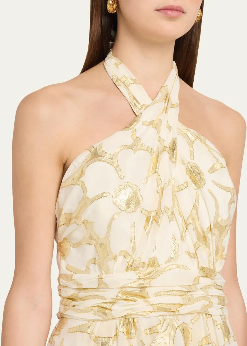 Ramy Brook Reuben Metallic Floral Halter Mini Dress | Thumbnail 5