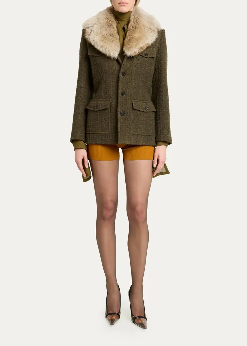 Saint Laurent Jacket with Removable Shearling Collar | Thumbnail 2 Saint Laurent Jacket with Removable Shearling Collar | Thumbnail 2